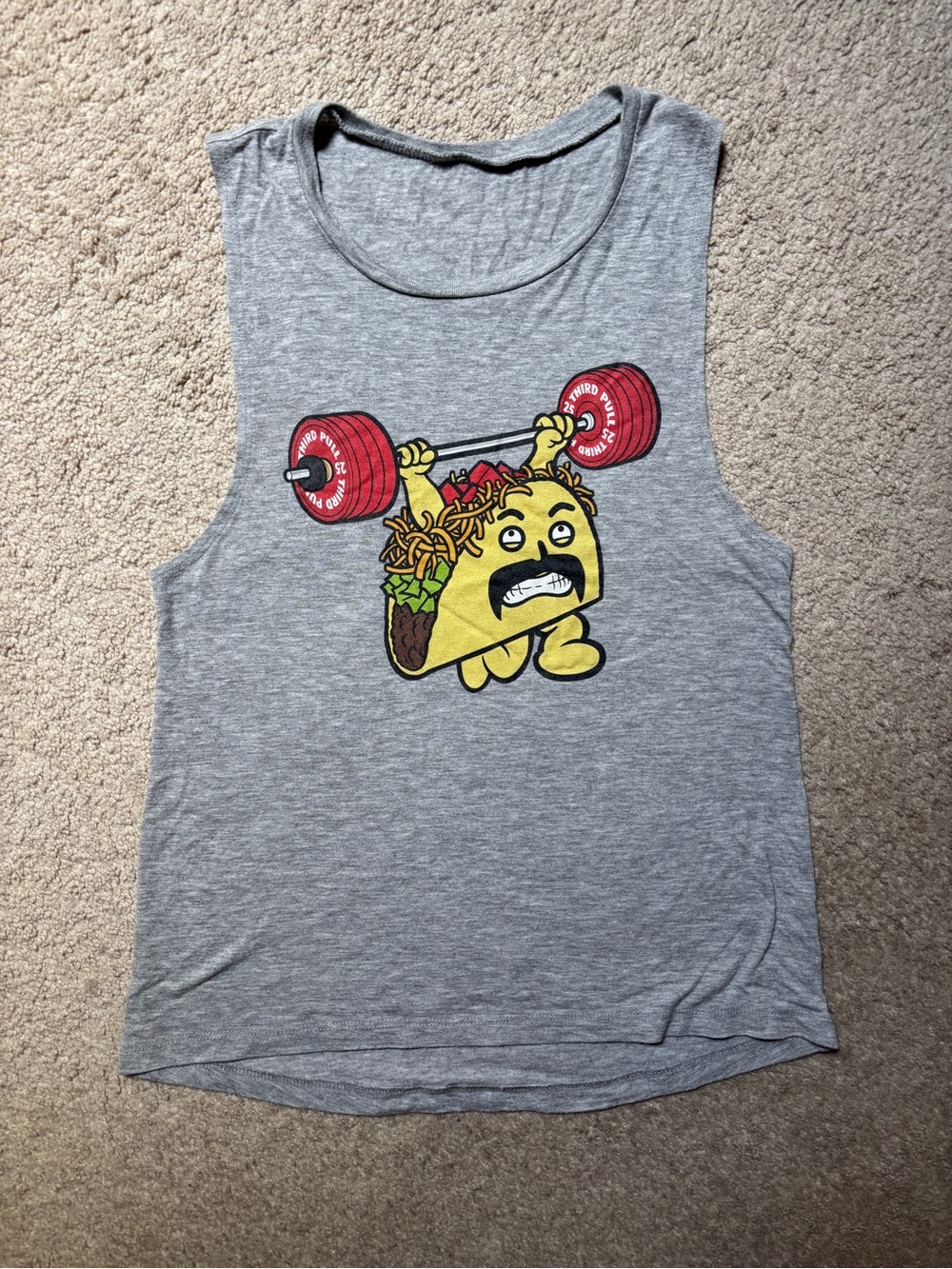 Weightlifting Barbell Taco Tank Grey Muscle Tank Shirt 3rd Third Pull Apparel